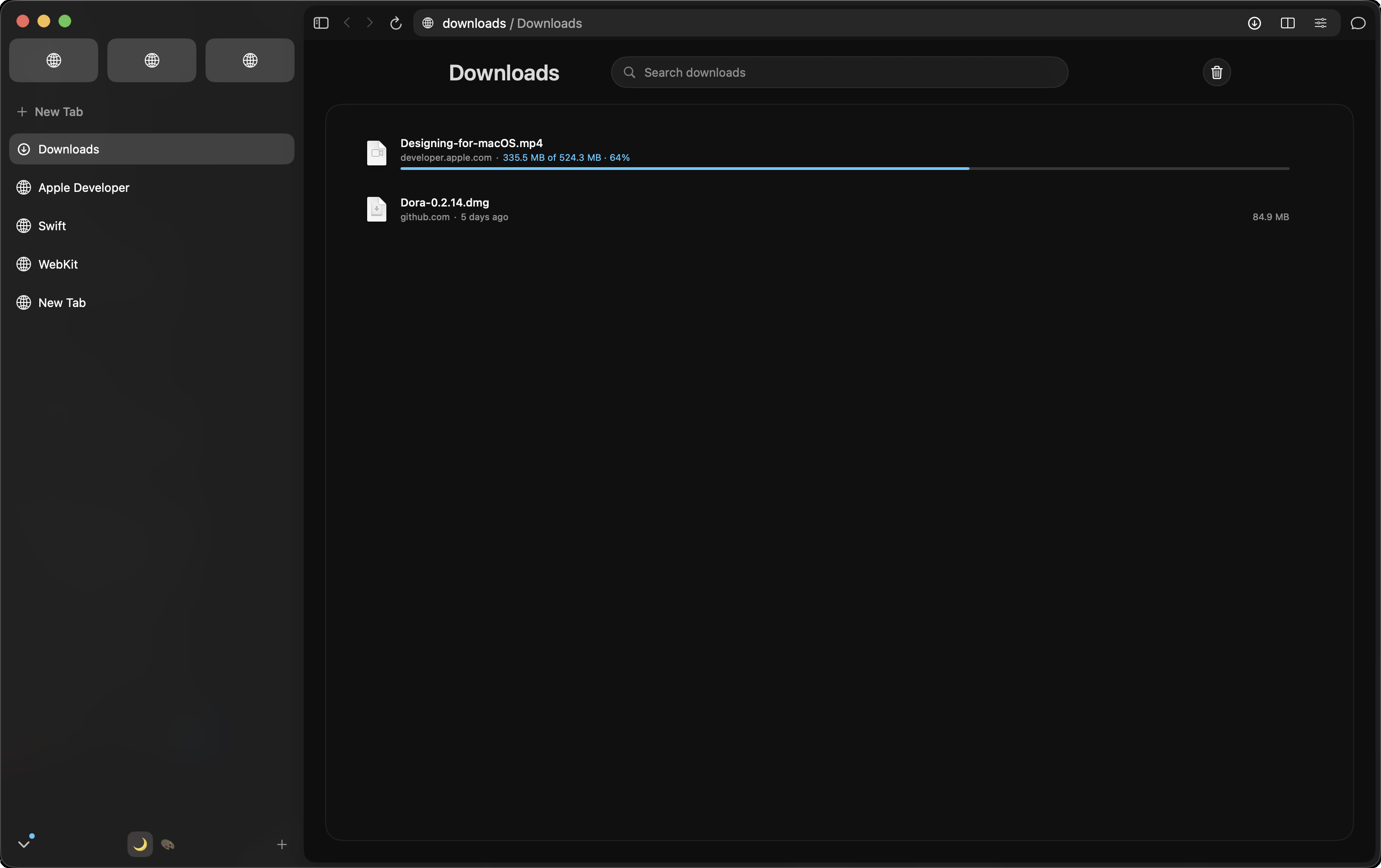 Track and manage downloads. Check download progress and access completed files from one view.